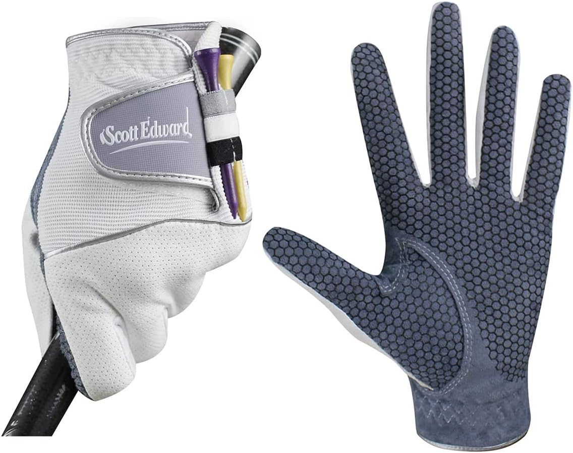 Scott Edward Mens Golf Glove, No-Slip, Breathable, Soft, Washable, Worn on Left Hand, Dark Blue Palm