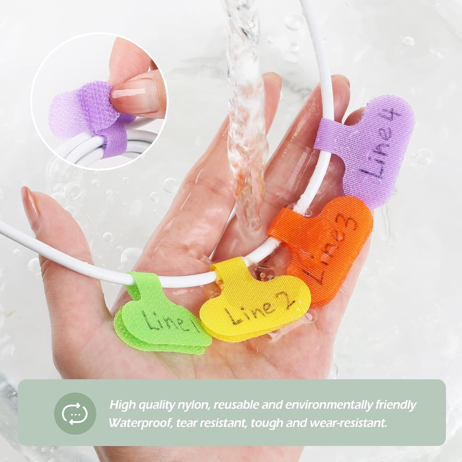 Geeric 40 Pieces Multi-Color Cord Labels, Write on Oval Cable Tags Hook and Loop Wire Tags for Cable Management Organizer, Electronics, Computers and More image number 6