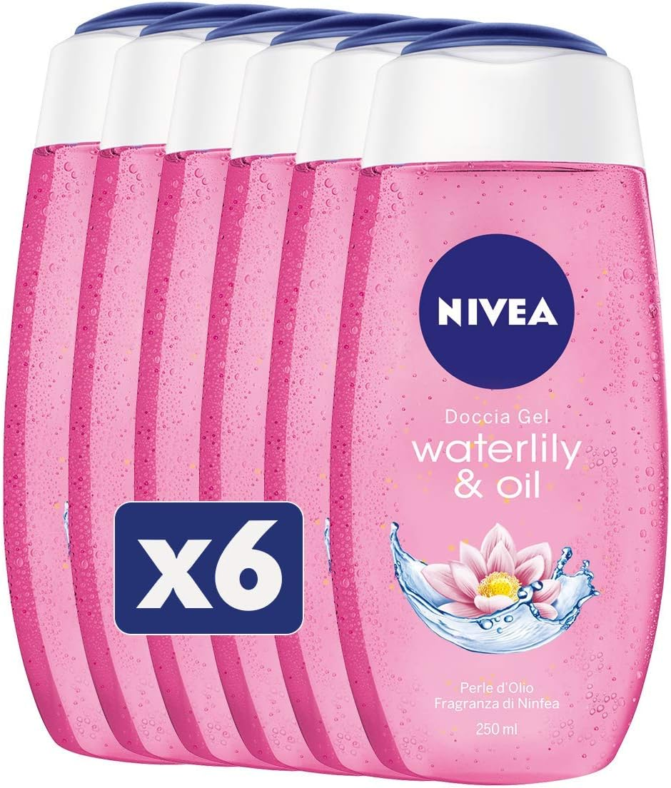 Nivea Waterlily & Oil Shower Gel in Pack of 6 X 250 Ml, Fresh and Gentle Shower Foam, Gel Formula Enriched with Oil Beads and Water Lily Fragrance image number 2
