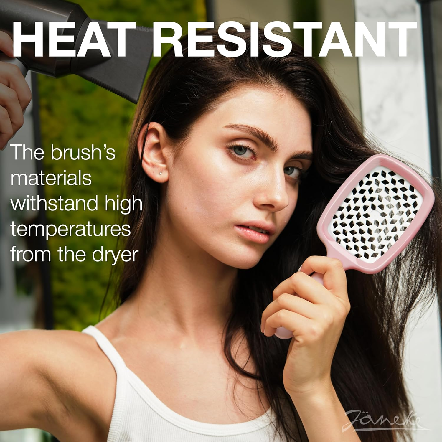 (Pink) - Janeke Superbrush Detangler Brush Anti-Static Hairbrush Easy for Wet or Dry Use Flexible with Nylon Bristle Great for All Hair Types - Long Thick Curly -The Original Italian Patent ( Pink ) - Black image number 2