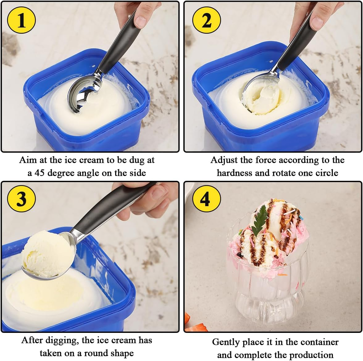 Ice Cream Scoop with Confortable Handle and Easy to Release, Heavy Duty Modern Design Metal Ice Cream Spoon, Ice Cream Scooper image number 6