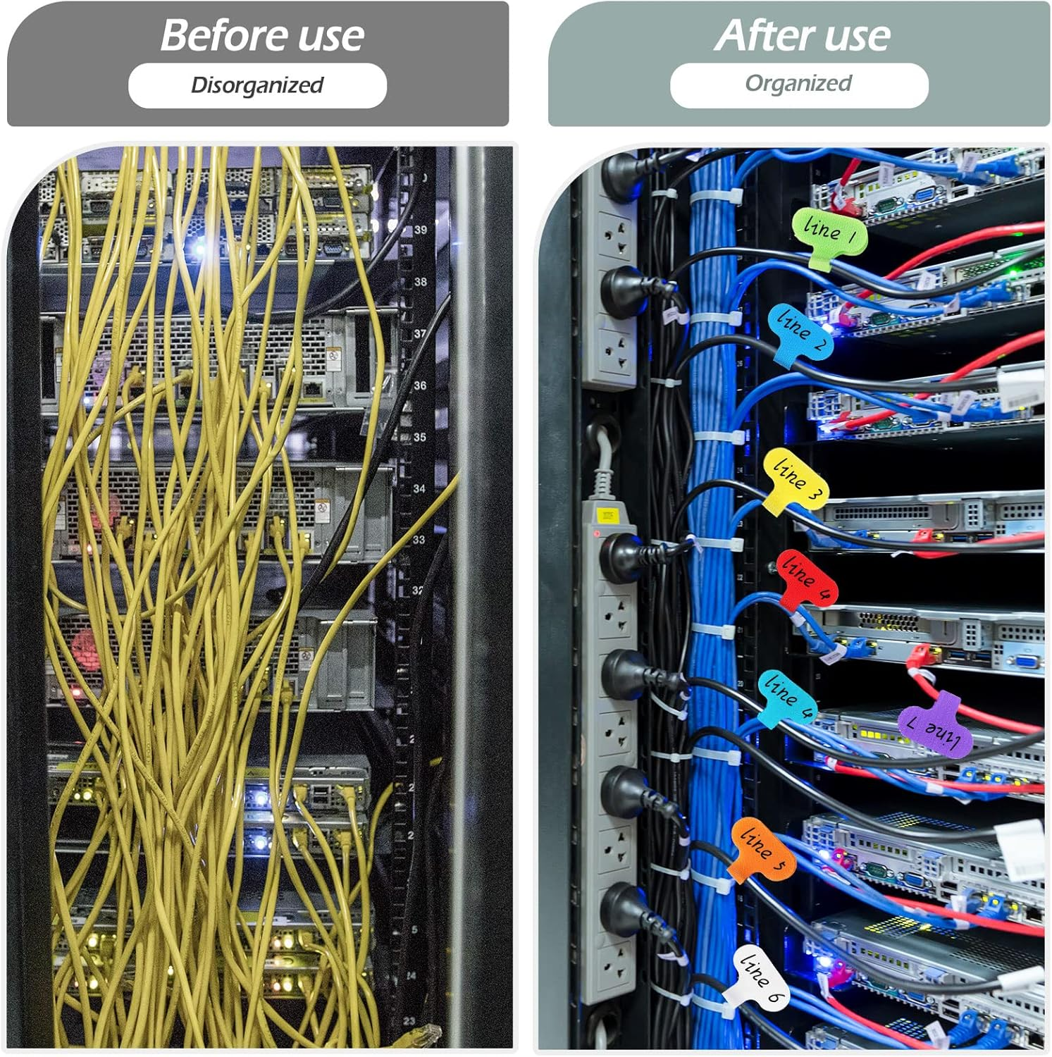 Geeric 40 Pieces Multi-Color Cord Labels, Write on Oval Cable Tags Hook and Loop Wire Tags for Cable Management Organizer, Electronics, Computers and More image number 3