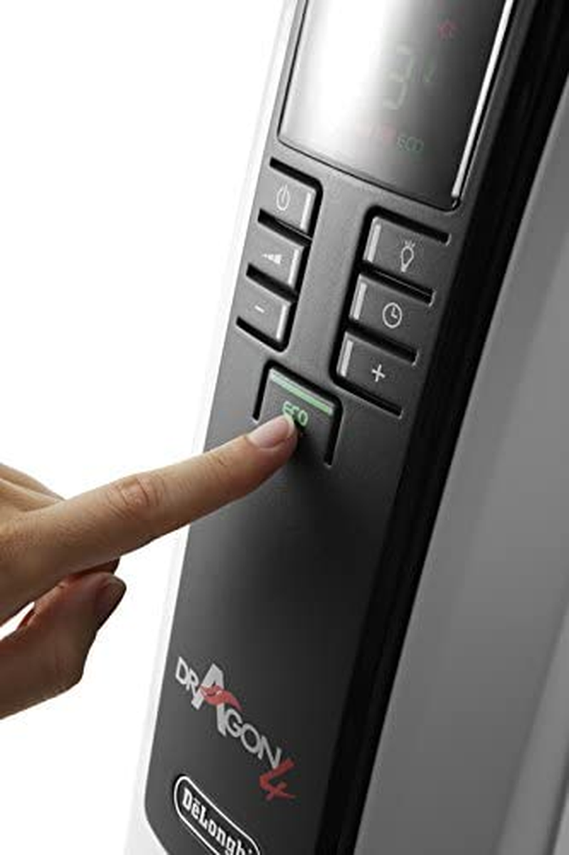 De'Longhi Dragon 4 Electric Oil Column Heater TRD42400ET, 11 Fin Home Heater for Medium to Large Rooms, Safety Thermostat, 24-Hour Timer, LED Display, 2400W, White image number 5