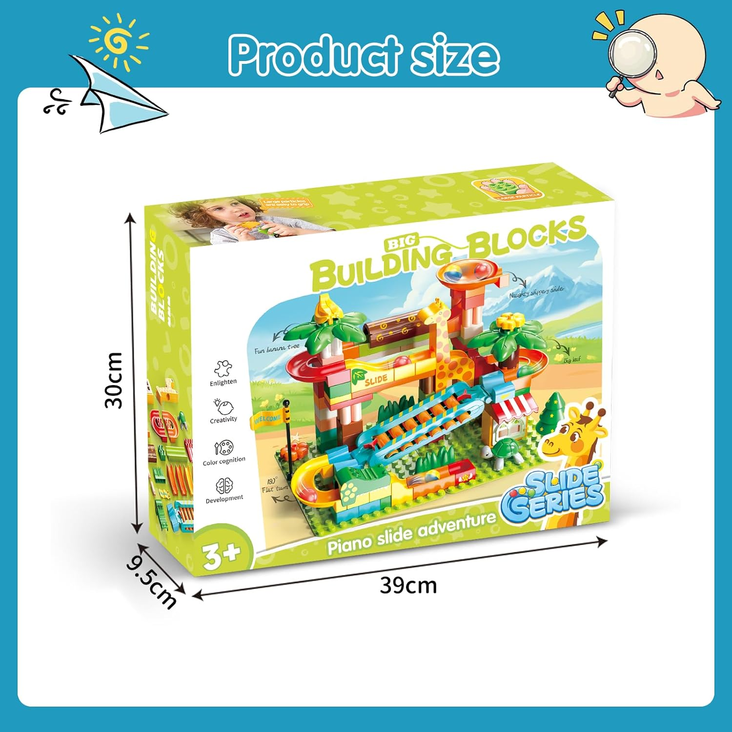 REMOKING Large Marble Run Building Blocks,109Pcs Puzzle Race Track Compatible with All Major Brands,Construction Building Big Blocks Toys,Stem Learning Toy,Gift for Kids Boys Girls Age 3 4 5 6 7+ image number 2
