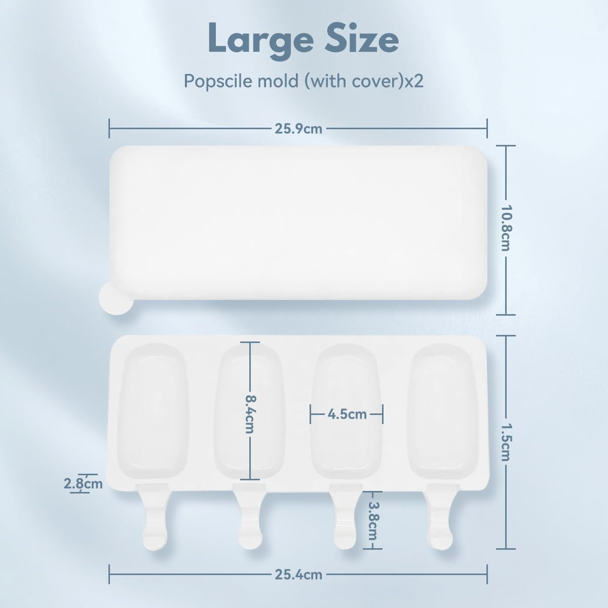 Cake Pop Moulds 2 Pack Silicone Ice Cream Molds with 2 Covers Large 10.2X5.7 Inch Bpa-Free Oval Popsicle Cakesicles Mold for DIY (Wooden Popsicle Sticks Not Included) image number 4