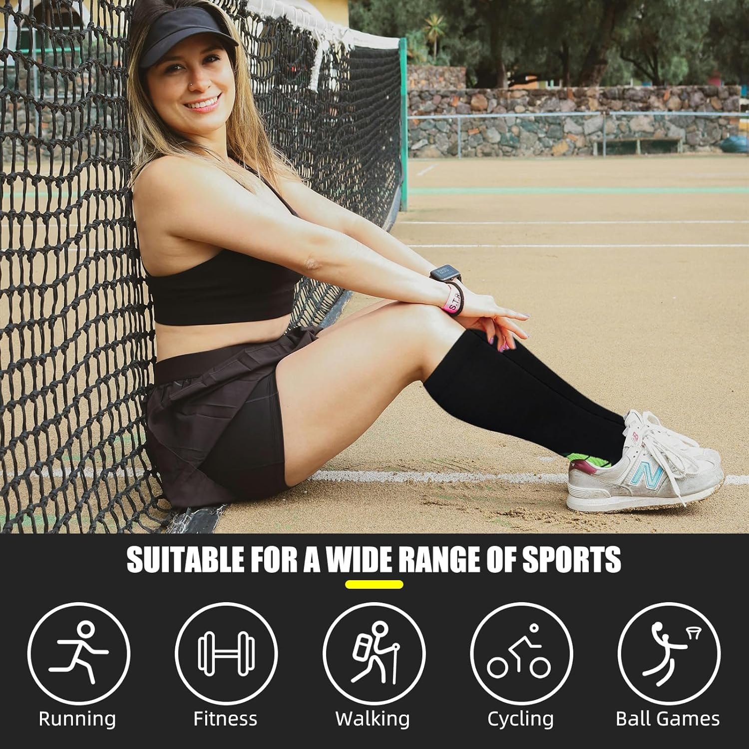 4 Pairs Compression Socks for Men & Women - Gradual Discoloration Sports Pressure Socks for Running, Flight, Fitness, Cycling - Compression Stockings for Swelling image number 2