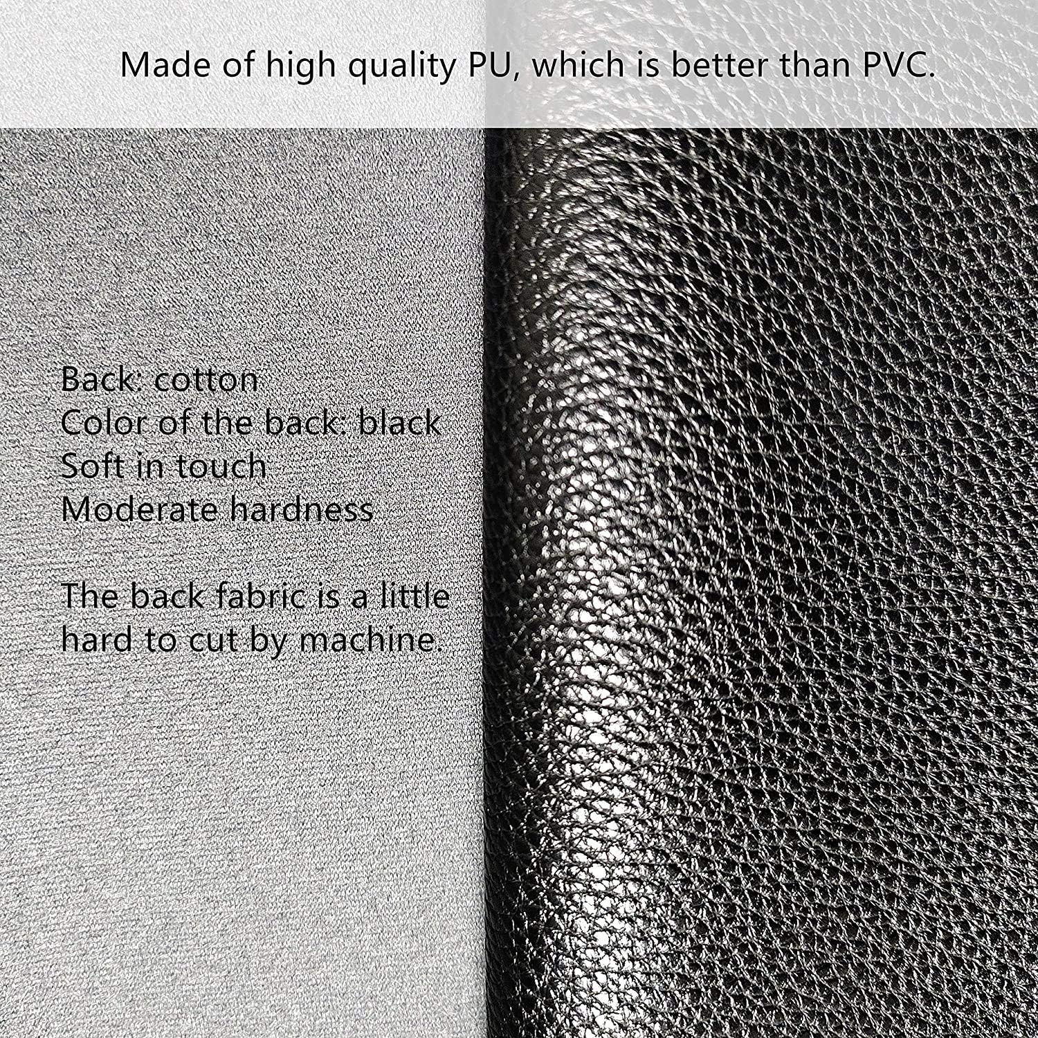 30Cm X 132Cm Faux Leather Roll for Bows Earrings Handbag Wallet Sewing Craft Making, Repair Decorate Leather Chair Sofa,Classic Black image number 5