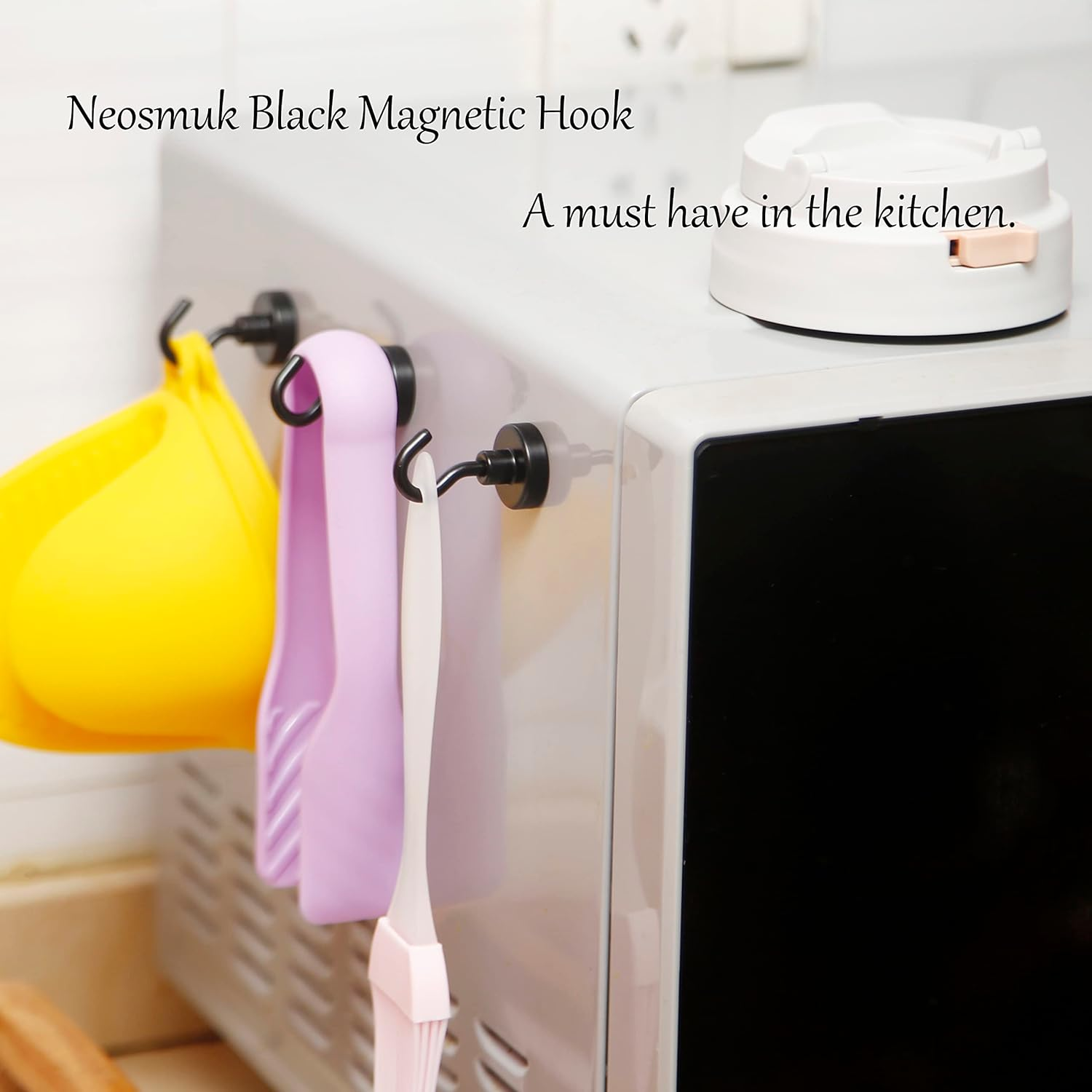 Neosmuk Black Magnetic Hooks,Heavy Duty Earth Magnets with Hook for Refrigerator, Extra Strong Cruise Hook for Hanging, Magnetic Hanger for Cabins, Grill (Matte Black, 6 Pack) image number 6