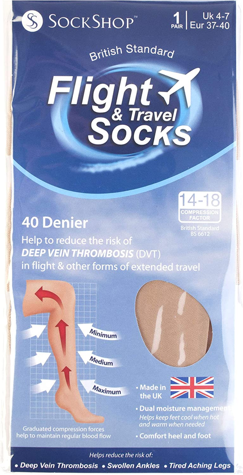 IOMI Footnurse | Sockshop | Flight and Travel Compression Socks | 40 Denier | 18Mmhg at an Ankle Circumference of 24Cm | Women'S Size 4-7UK / 5-8US / 37-40EU | British BS6612:2018 image number 6