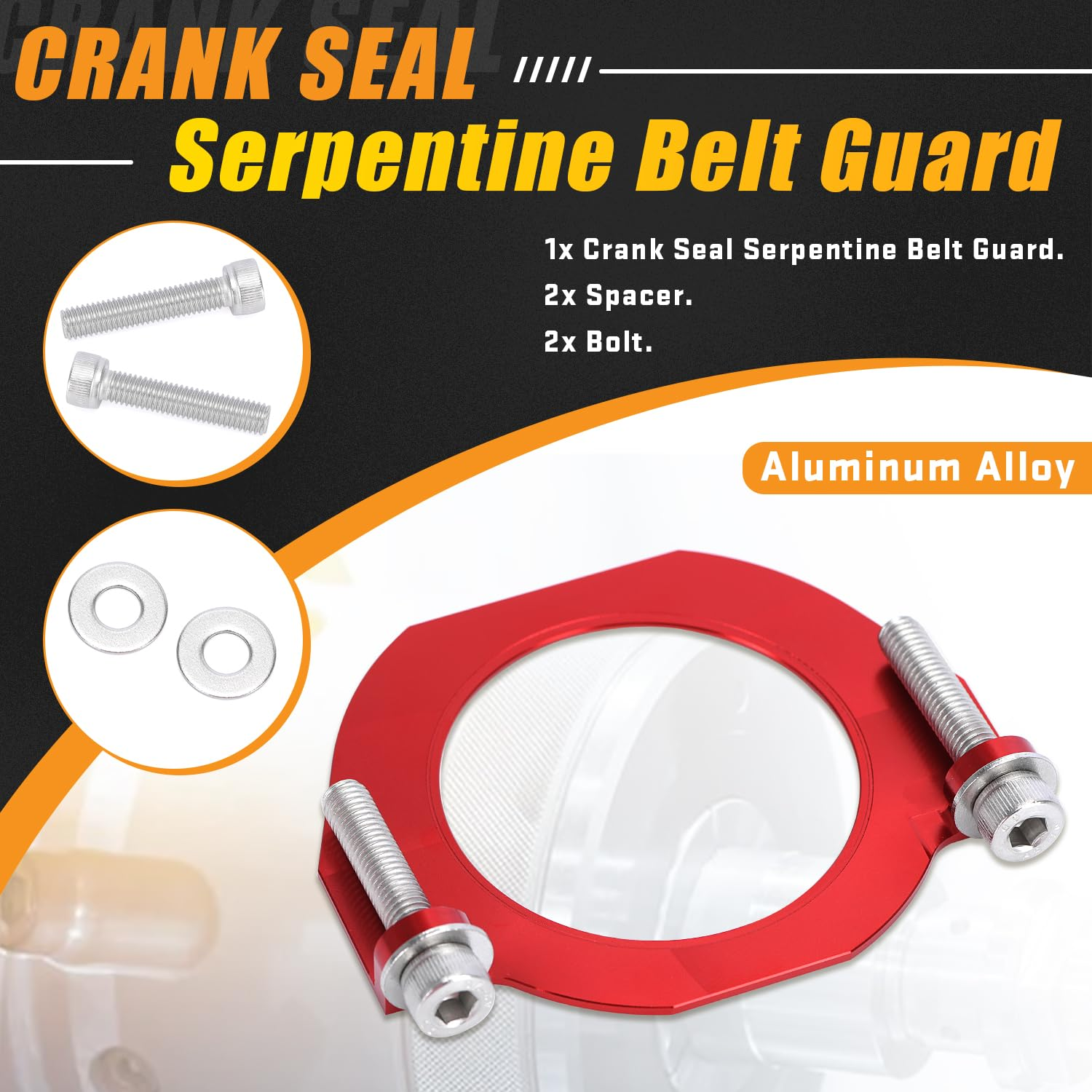 Crank Seal Guard Serpentine Belt Protection Guards Bracket Compatible with BMW 335I 535I 135I N54 N55 N52 S55 Red - Black image number 2