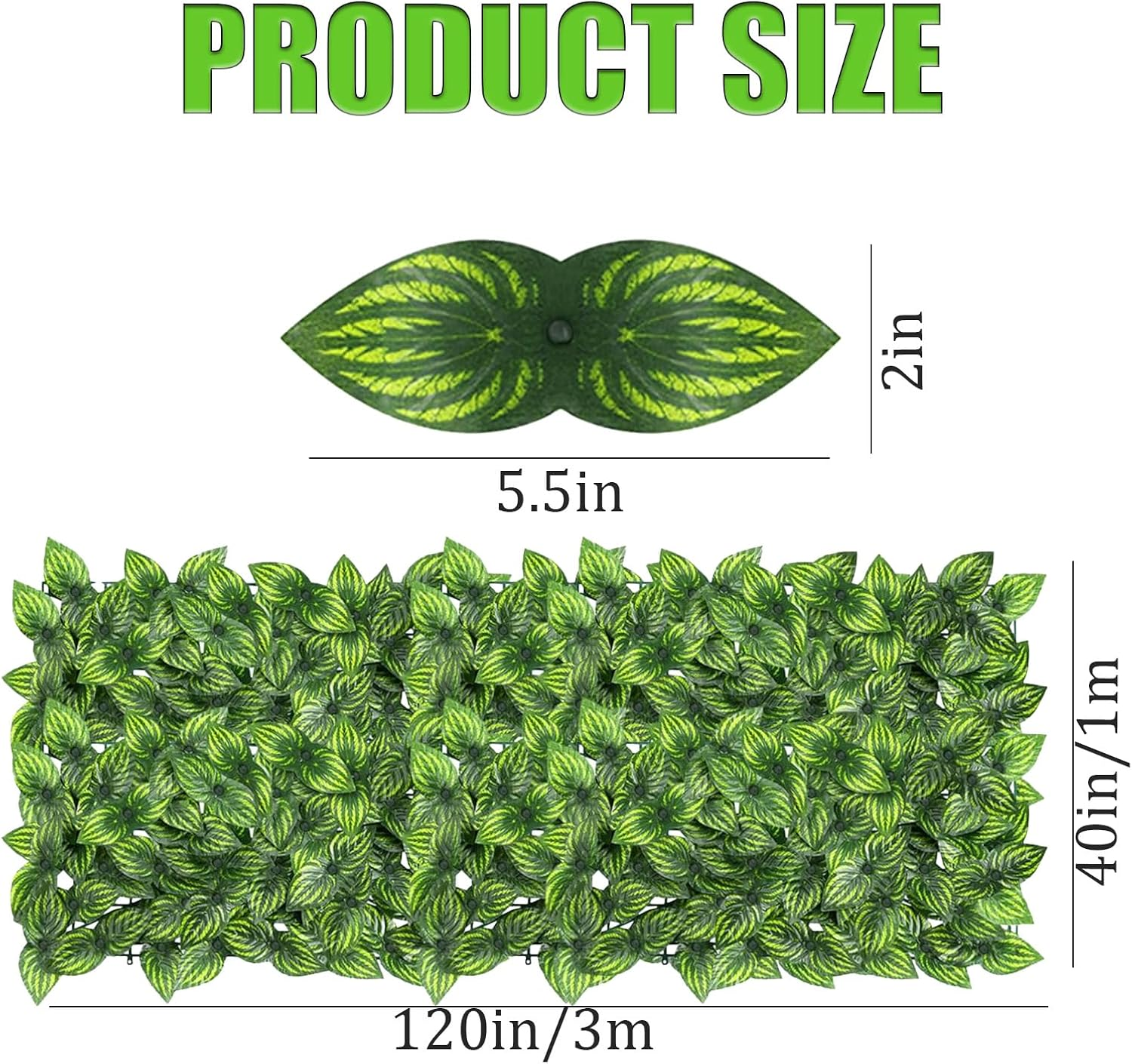 Artificial Ivy Privacy Fence Wall Screen,120X40 in Artificial Faux Ivy Hedge, Artificial Hedges Fence and Faux Ivy Vine Leaf Decoration for Outdoor Garden D&eacute;cor (Watermelon Leaves) image number 5
