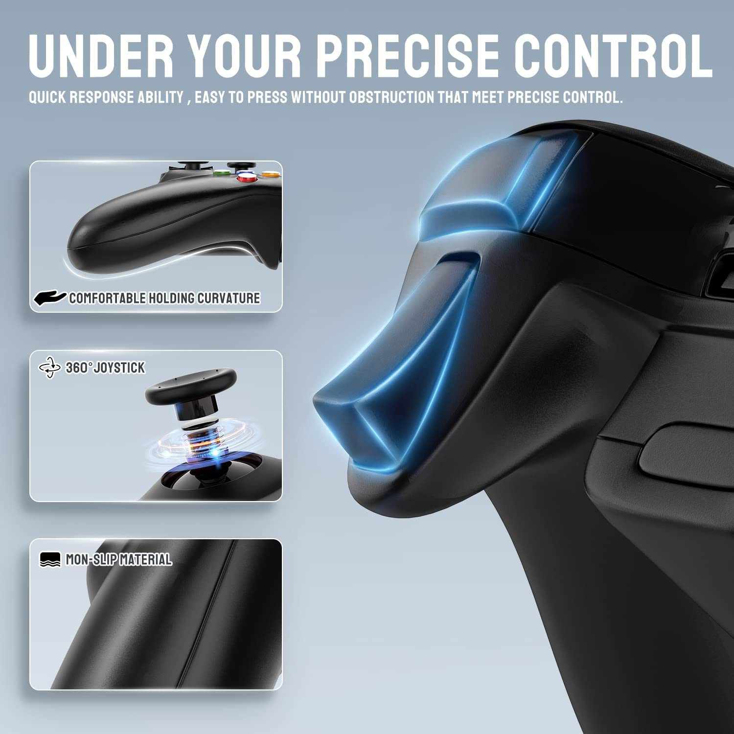 Wireless Controller for Xbox 360, Astarry 2.4GHZ Game Controller Gamepad Joystick for Xbox & Slim 360 PC Windows 7, 8, 10 (Black)