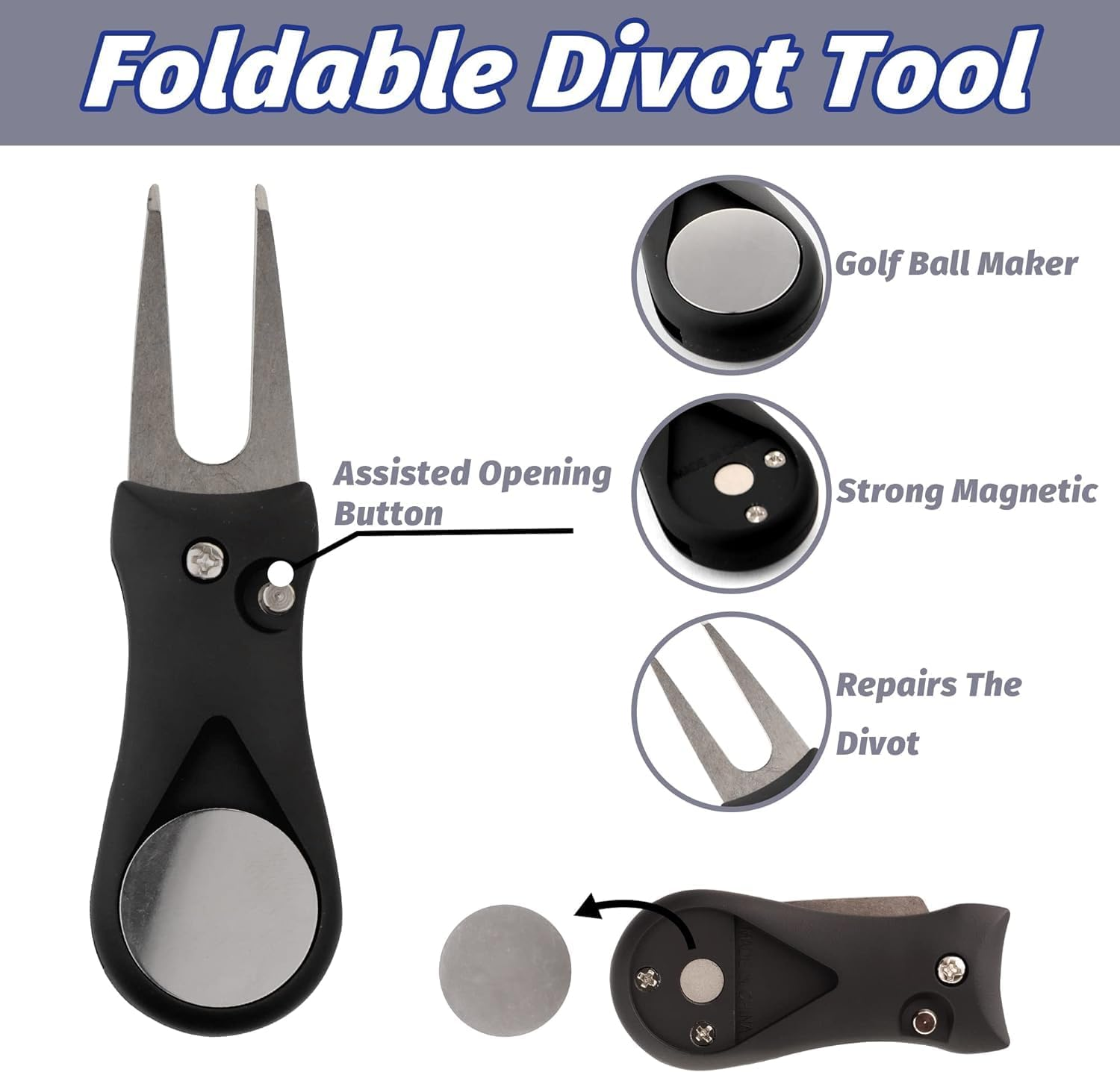 Golf Accessories Kit, Golf Club Cleaning Kit - Microfiber Waffle Pattern Golf Towel with Clip, Golf Club Brush Groove Cleaner & Clip, Golf Divot Tool with Marker - Golf Accessories image number 2