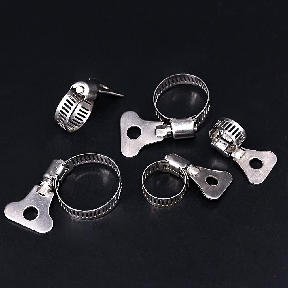 Hilitchi 40-Pcs 8-29Mm Clamping Range Butterfly Key-Type Adjustable Hose Pipe Worm Gear Clamps Assortment Kit, Clamps Ideal for Plumbing, Automotive - - 304 Stainless Steel image number 4