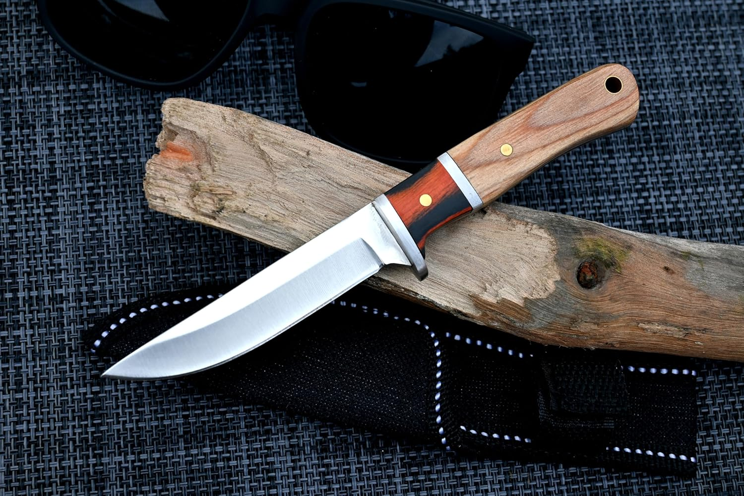Mini Bushcraft D2 Steel Fixed Blade Knife with Sheath - Outdoor Full Tang Camping Knife image number 6