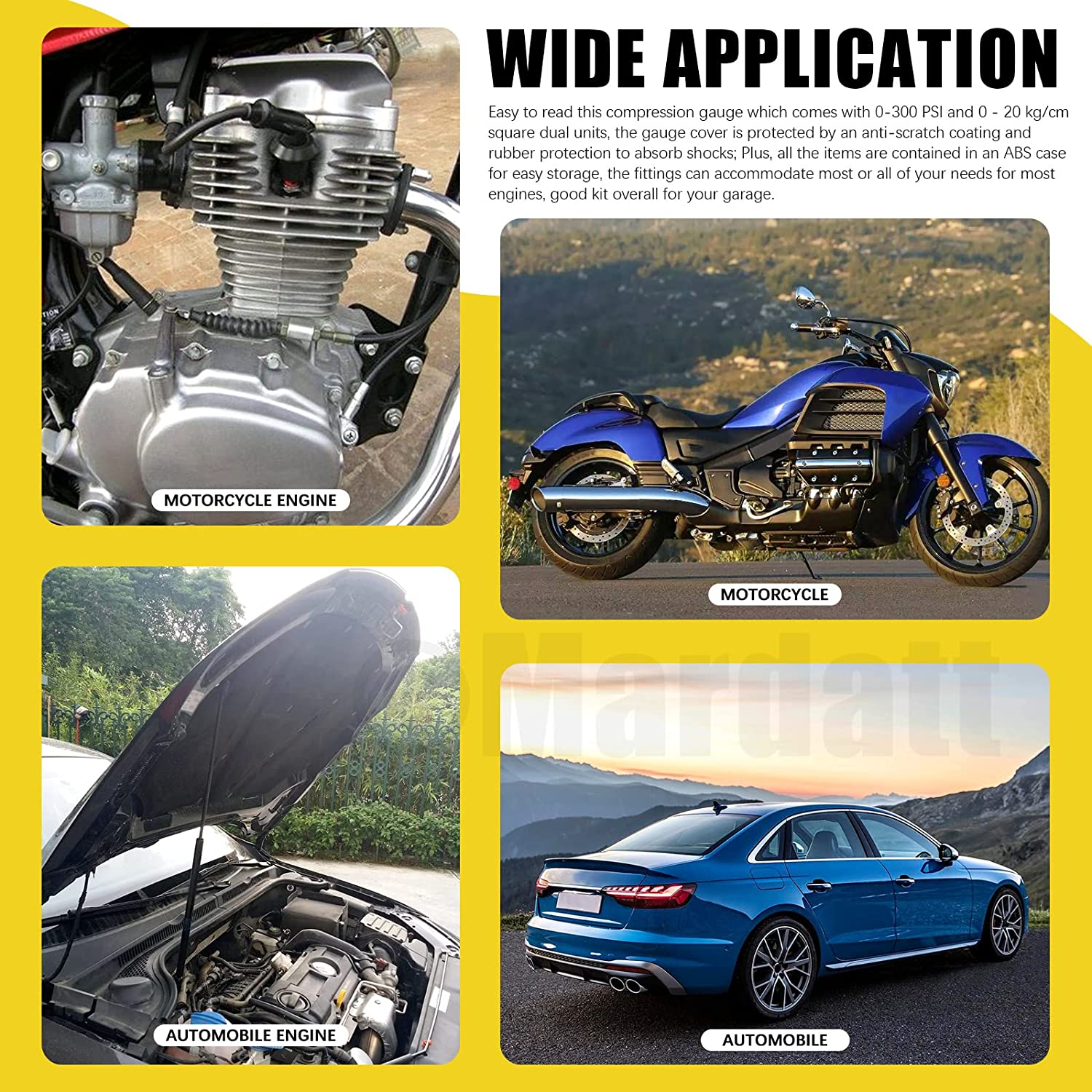 10Pcs Compression Adapter Kit with Spark Plug Tester & 32 Blades Feeler Gauge, Cylinder Pressure Gauges Fuel Injection Tester, Extension Tube for Automotive Armature Diagnostic image number 3