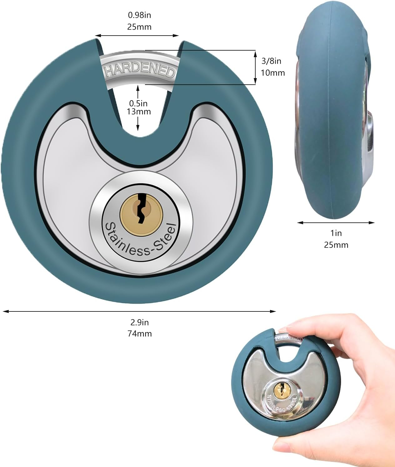 DAYGOS Disc Storage Lock for Storage Unit, Outdoor Waterproof round Padlock, Heavy Duty Circle Lock with Keys for Uhaul,Moving Truck,Pods Container(3/8-Inch Shackle) image number 1