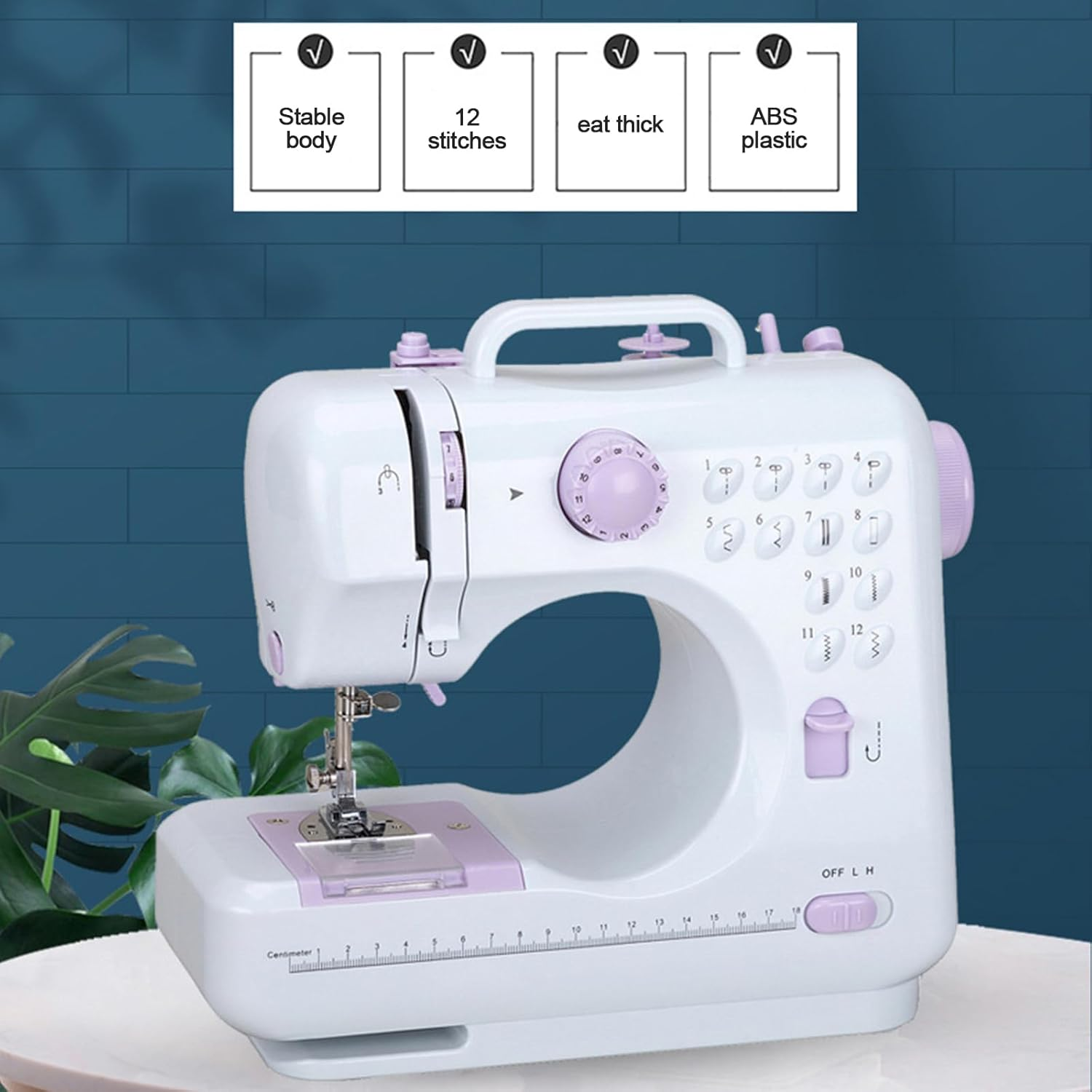 Sewing Machine, Mini Sewing Machine for Beginners, with 97 Pieces Sewing Kit & Case, Portable Sewing Machines, 12 Built-In Stitch Patterns, Light, 11 Sewing Machine Presser Feet - Purple & White image number 1
