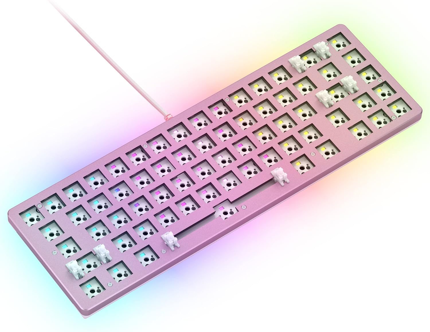 Glorious Gaming GMMK 2 Compact 65% Barebones (Frame Only) - Mechanical Gaming Keyboard Frame, Compact TKL Size (65%), Aluminium, Customisable, per Key RGB, American/Ansi Layout - White image number 4