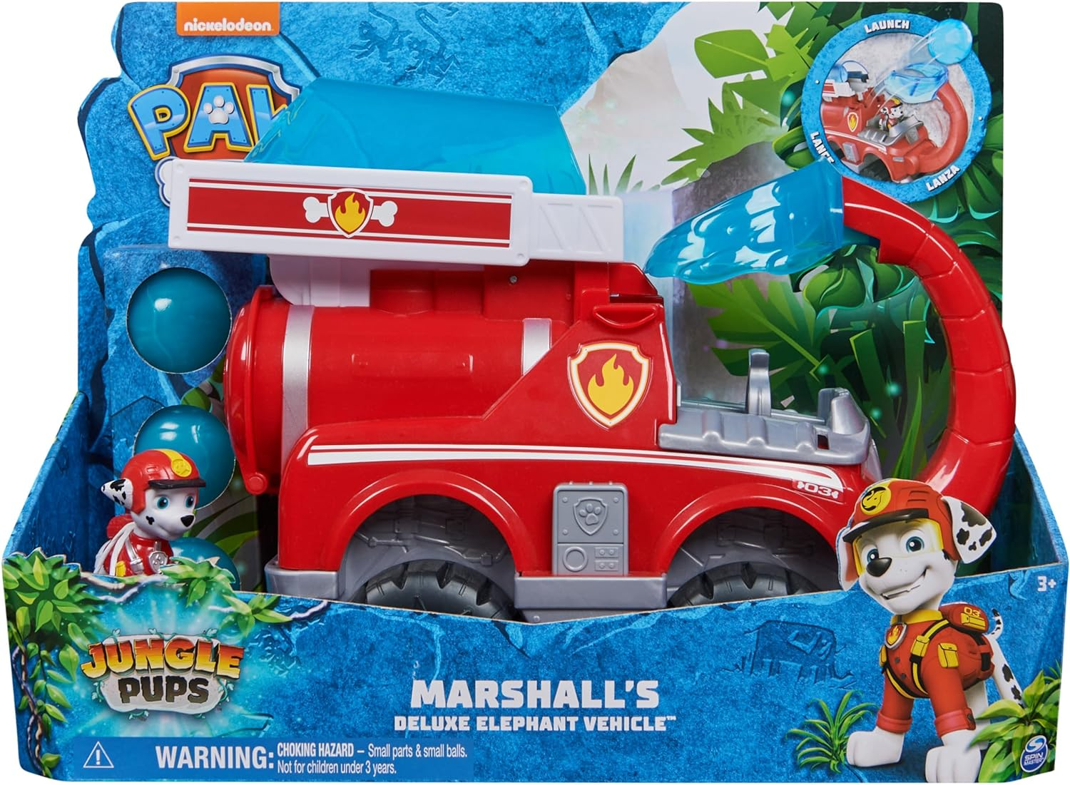 PAW Patrol Jungle Pups, Marshall Elephant Firetruck with Projectile Launcher, Toy Truck with Action Figure, Kids Toys for Boys & Girls Ages 3 and Up image number 2