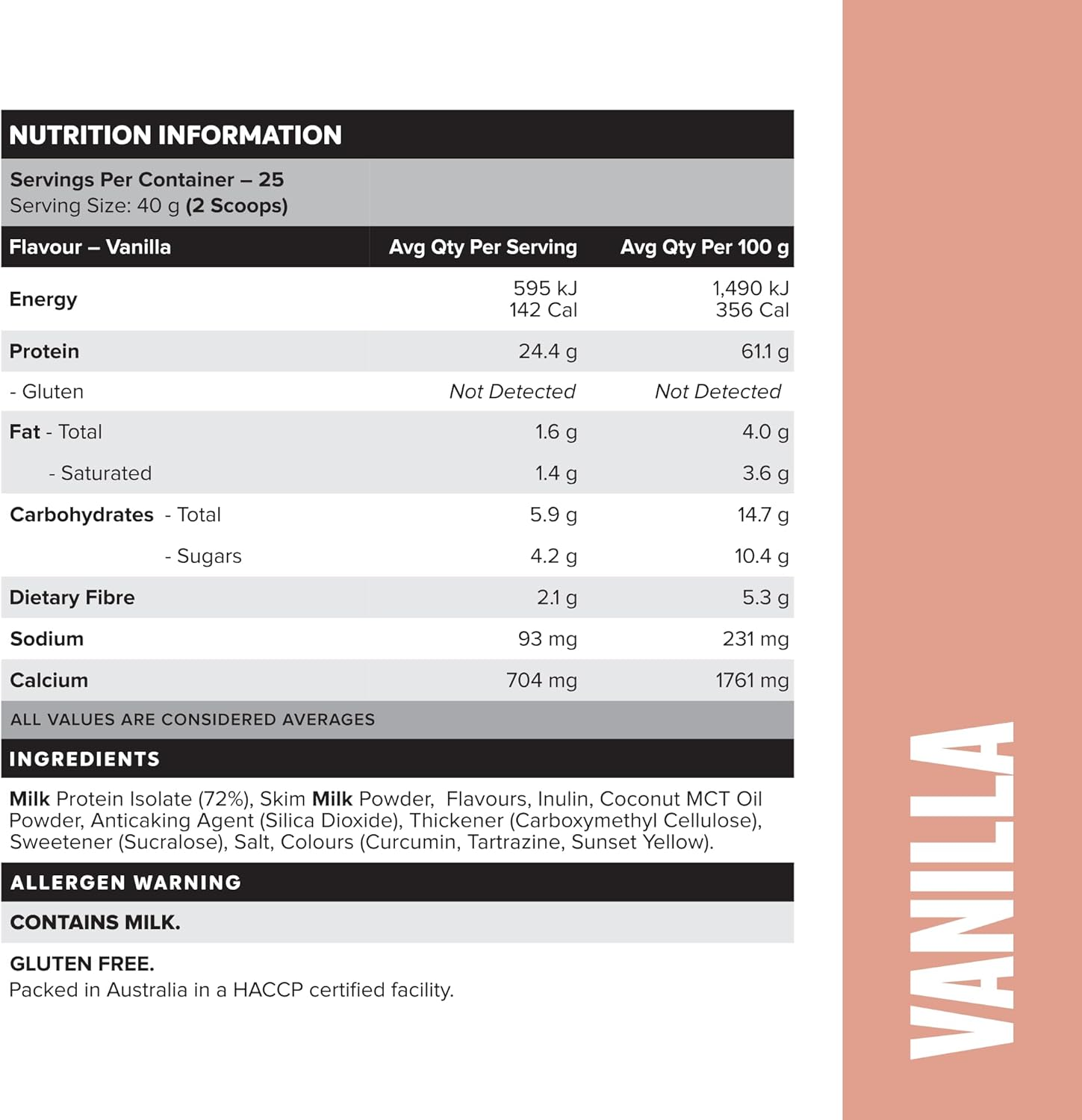 Muscle Nation Vanilla Custard Casein Protein Powder &ndash; Supports Muscle Recovery, High Protein, Low Carb, Vegetarian Supplement 1Kg (25 Serves) image number 1