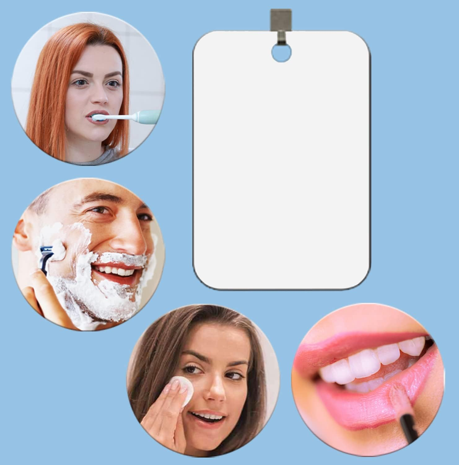Shower Mirror - Acrylic Small Travel Makeup Bathroom Wall Hanging Plastic Mirror for Women & Men - 11" X 7.48" with Adhesive Hooks image number 2