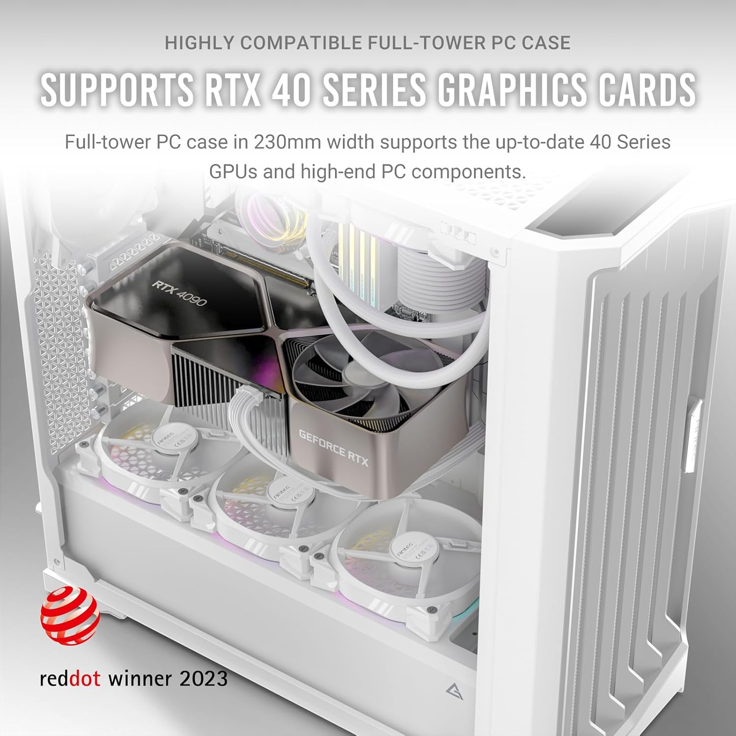 Antec P1 FT Editor'S Choice 4X Storm T3 PWM Fan Gaming Case, White - Black image number 7