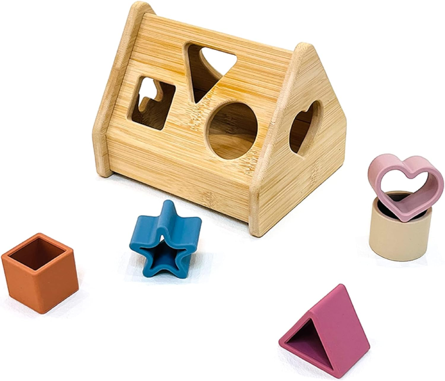 Playette Silicone & Bamboo Play Set - Sorting Toys - 5Pc image number 4