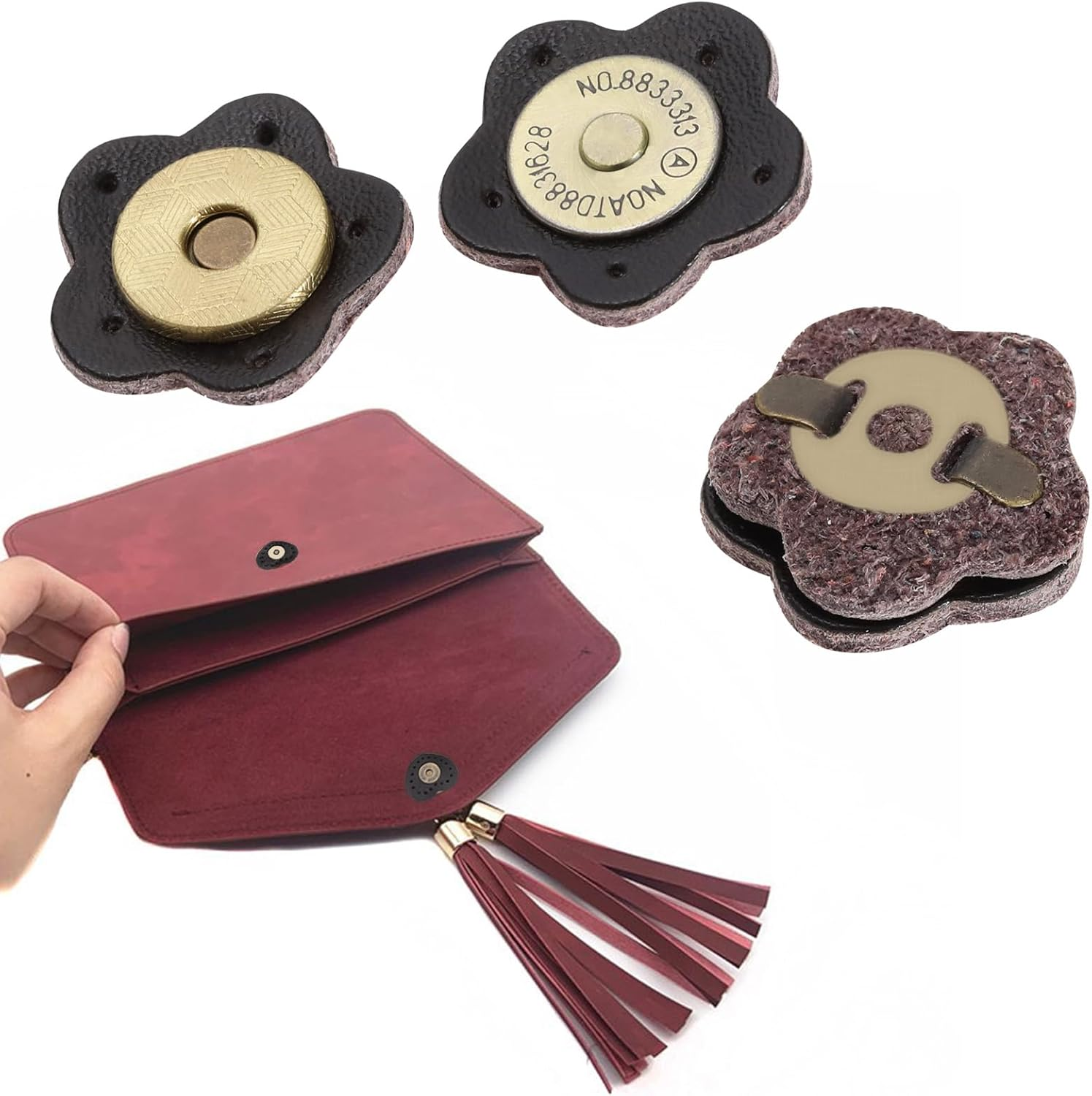 SING F LTD 8Pcs Leather Magnetic Snaps Purse Magnetic Buckle Magnetic Handbag Clasp PU Leather Wallets Snaps Accessories for DIY Making