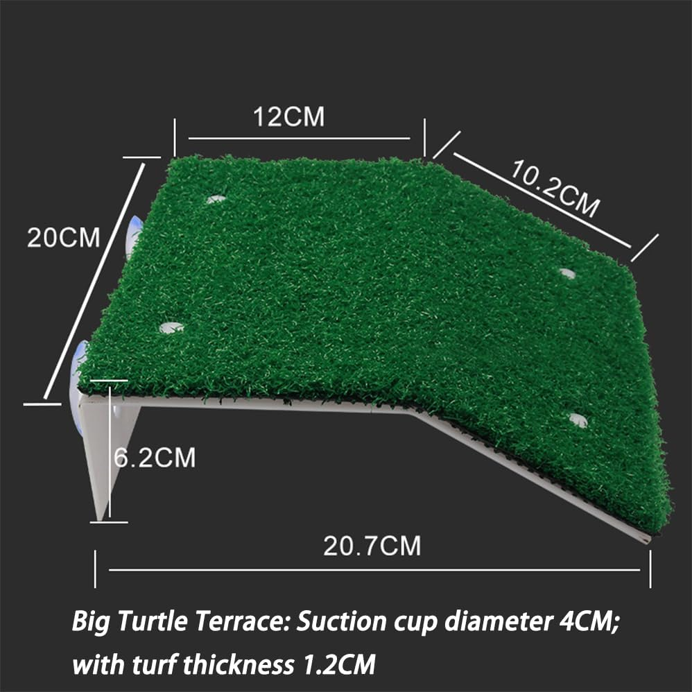 2PCS Turtle Basking Platform, Simulation Grass Turtle Ramp Tortoise Climbing Ladder for Aquarium,Lawn Tortoise Climbing Ladder Turtles Resting Terrace for Reptile Frog Terrapin - Large image number 2