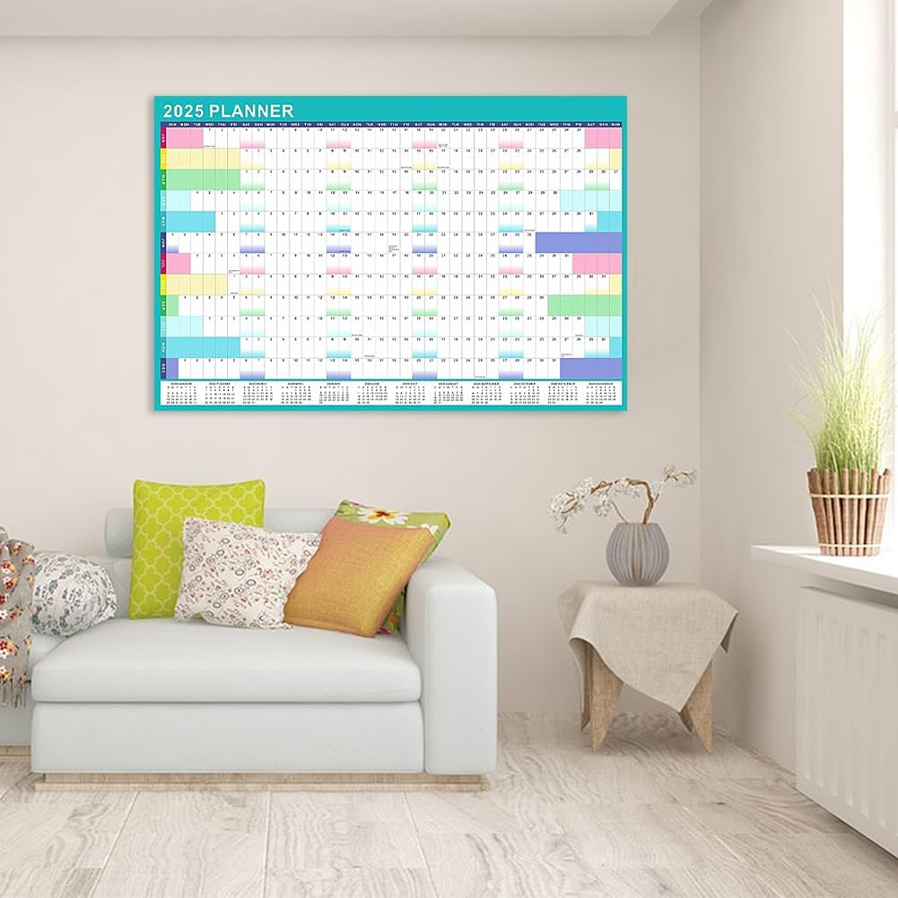 Geli 2025 Year Wall Planner Large 60X90Cm Laminated Wall Calendar with Stickers and Dry Wipe Pen image number 5