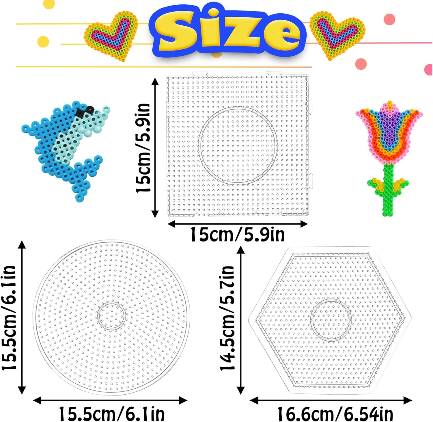Yowamho 7Pcs 5Mm Fuse Bead Board - 7Pcs Patterns, Squares Can Be Pieced Together, Fuse Beads Pegboards Is Suitable for DIY Crafts. image number 6
