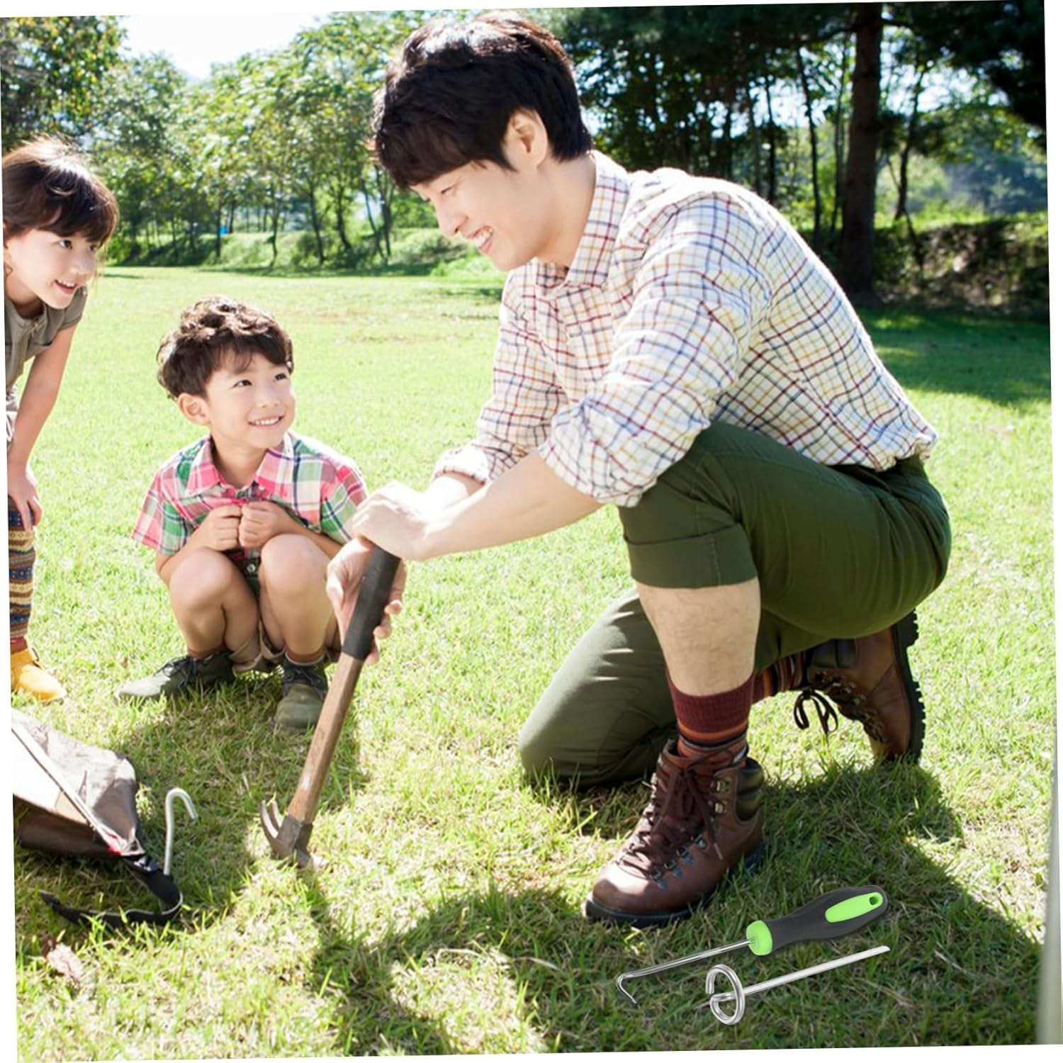 Sosoport Ground Nail Hook Combination Garden Stake Pins Heavy Duty Stainless Steel Landscape Fabric Stakes for Outdoor Landscaping image number 6