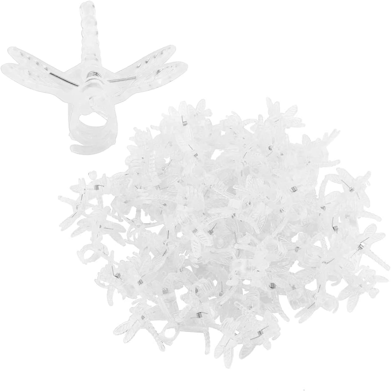 Plant Orchid Clips, Dragonfly Stem Clip Garden Vine Grow Upright Support Stalks Climbing Plants Tomato Trellis Holder Decoration for Supporting Flower Cucumber Vegetables 100Pcs(Transparent) image number 3