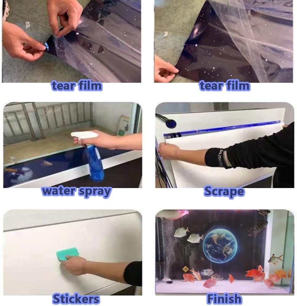 Cartoon Underwater BOB Aquarium Background Sticker for 10 Gallon Tanks, Fish Tank Backdrop Decorations HD Printing Simple Wallpaper PVC Poster (12" H X 20" W) image number 5