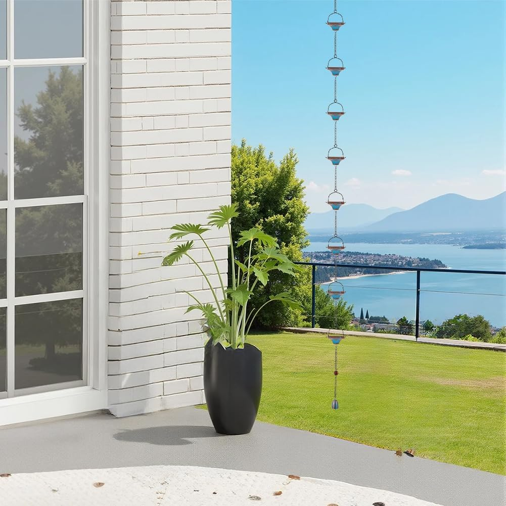 Dreamysoul Rain Chains for Outside, Square Rain Catcher Chains for Downspout Gutter, Eaves Drainage image number 2