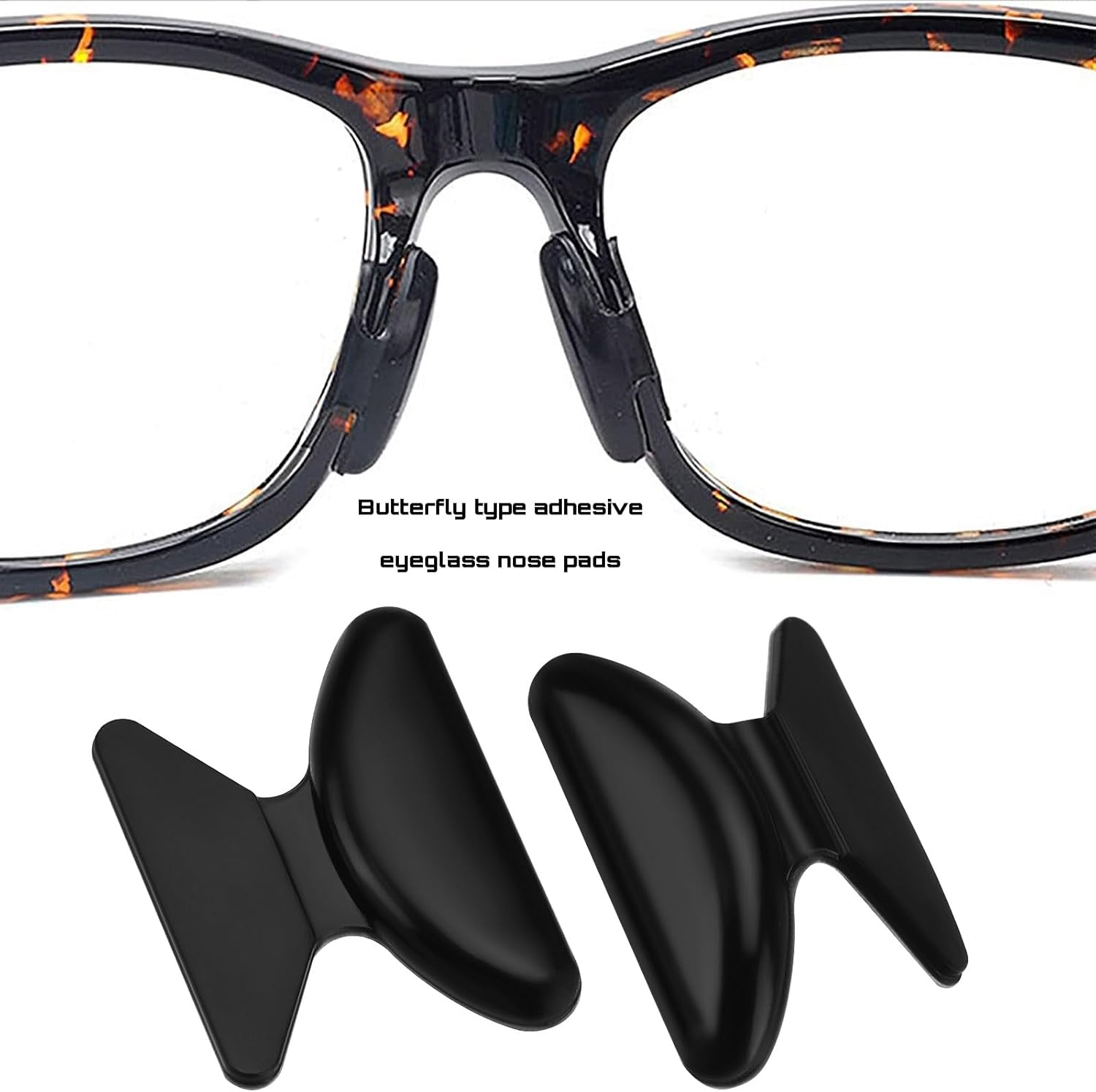 Emagtech 10 Pairs Butterfly Adhesive Nose Pads 1.8Mm Eyeglass Nose Pads for Reading Glasses Sunglasses Spectacles (5 Pairs Black + 5 Pairs Clear) image number 3