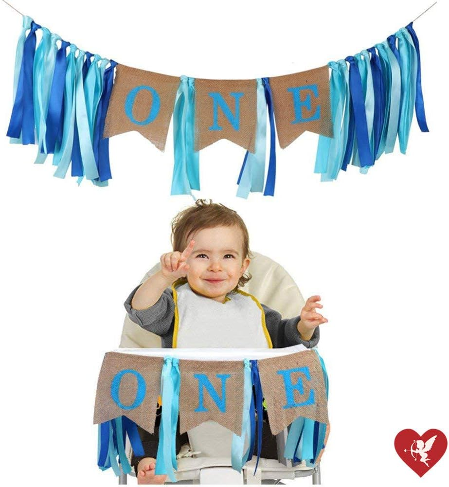 SS Cohen 1St Birthday Decorations,Baby Boy'S First Birthday Banner,Burlap Highchair Banner for 1St Birthday Boy Decorations image number 1