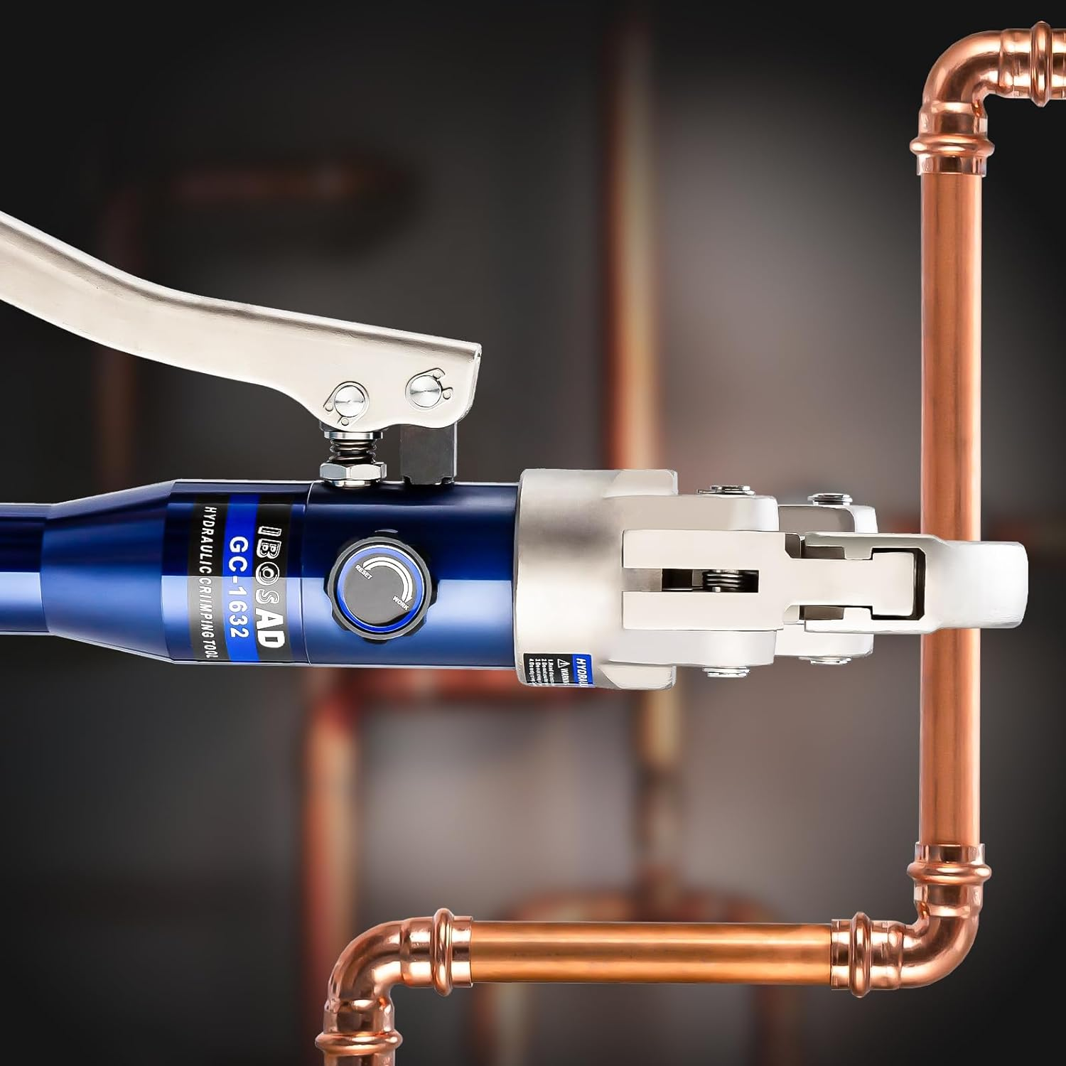 IBOSAD Copper Tube Fittings Hydraulic Pipe Crimping Tool with 1/2",3/4" and 1" Jaw Copper Pipe Press Crimper Pressing Pliers, with Pipe Cutter image number 1