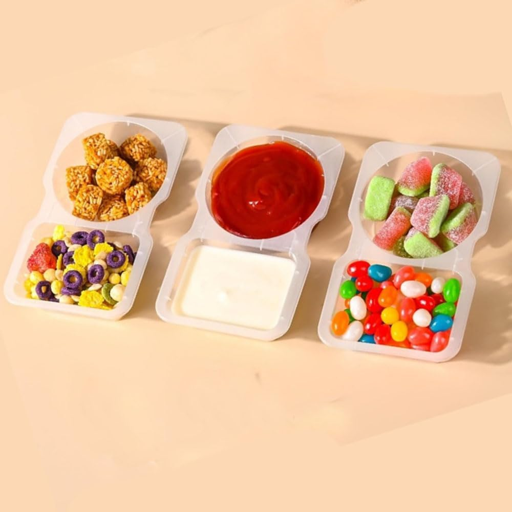 20 Set Reusable Snack Containers, 2-Compartment Dipping Containers with Lid for Refrigeration image number 1