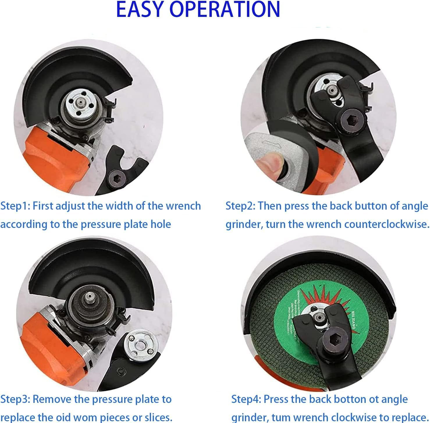KEWAYO Grinder Wrench, Universal Adjustable Lock-Nut Pin Spanner Wrench with Non-Slip Plastic Coated Grip, Power Angle Grinder Tool for 4" 5" 6" 7" 9" Angle Grinders image number 3