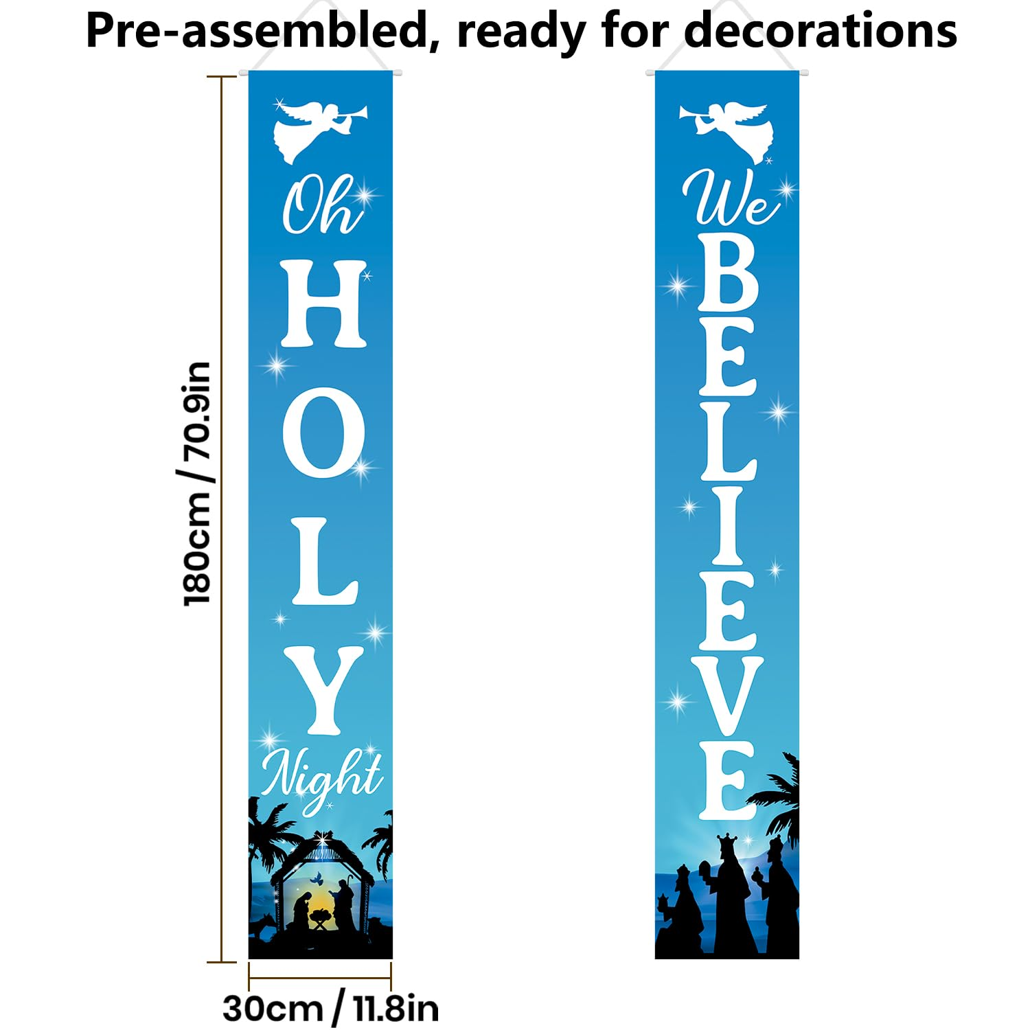 Christmas Decorations Holy Night We Believe Banner Jesus Religious Xmas Porch Door Sign Welcome Banner for Wall Home Party Decor Indoor Outdoor image number 4