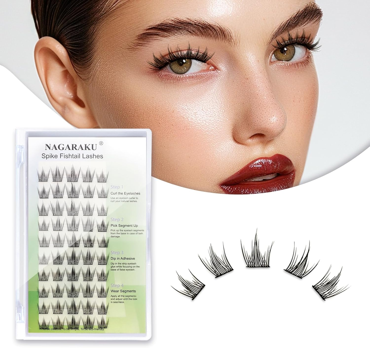 NAGARAKU 211 Pcs 3 in 1 DIY Lashes Individual Eyelash Extensions Cluster Mixed 3 Type Eyelashes - Spikes a Shape/Fishtail Fairy Extension Premade Fans/Bottom Lashes Volume at Home - 0.07 C Curl 12Mm