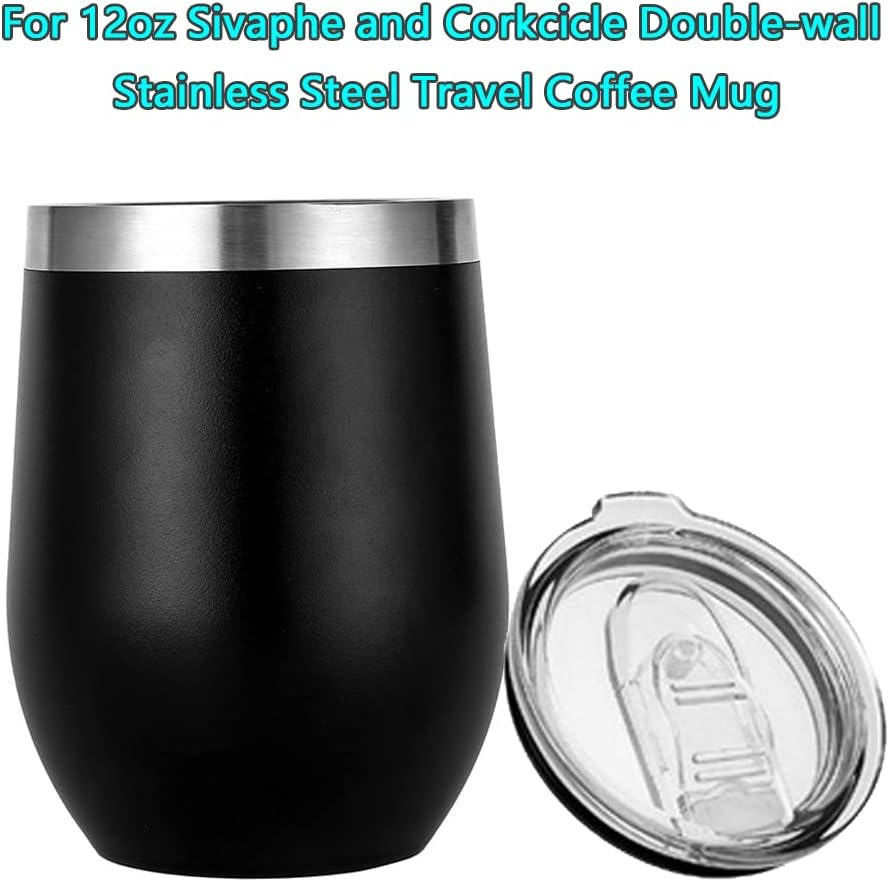 12Oz Stemless Wine Tumbler Lid Replacement (4 Pack)，2.9 Inch Diameter Spill Proof，For Sivaphe and Corkcicle Double-Wall Stainless Steel Travel Coffee Mug image number 2