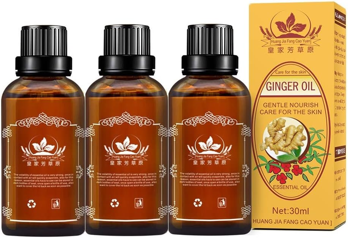 3 Pack Lymphatic Drainage Ginger Oil, Belly Drainage Ginger Oil Massage to Promote Blood Circulation Reduce Adipose Tissue Relieves Muscle Swelling and Pain-30Ml image number 5