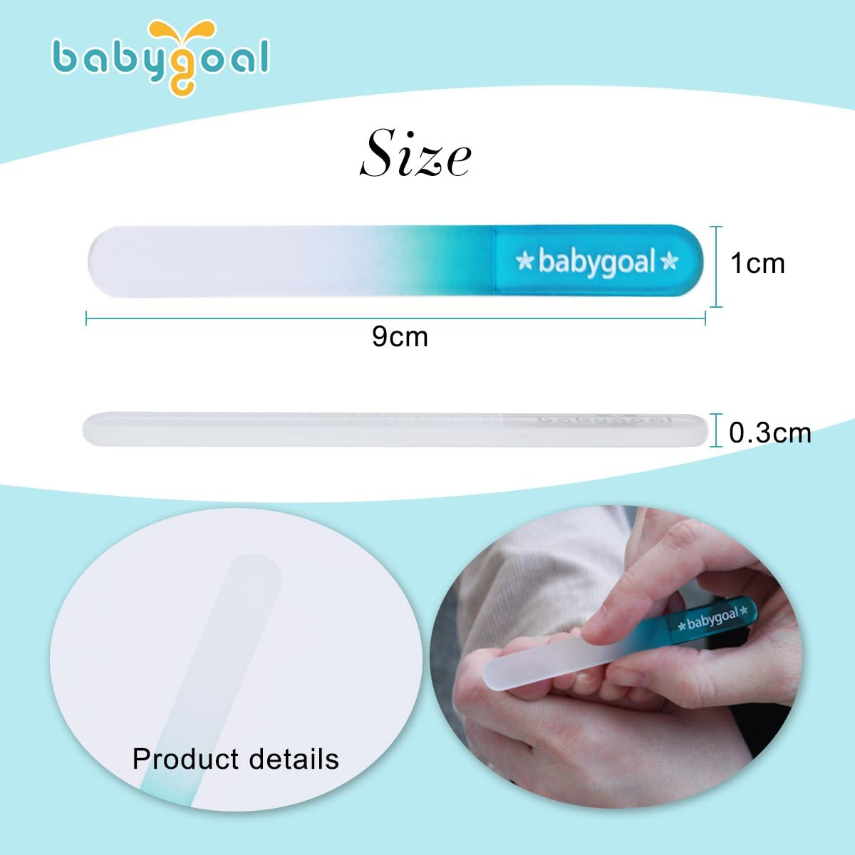 Babygoal Baby Nail Files 3 Pack,Newborn Nail Files with a Pouch,Genuine Czech Float Glass, Gift for Newborns,Toddlers,Infant, Babies &Young Children 3NF02 image number 3
