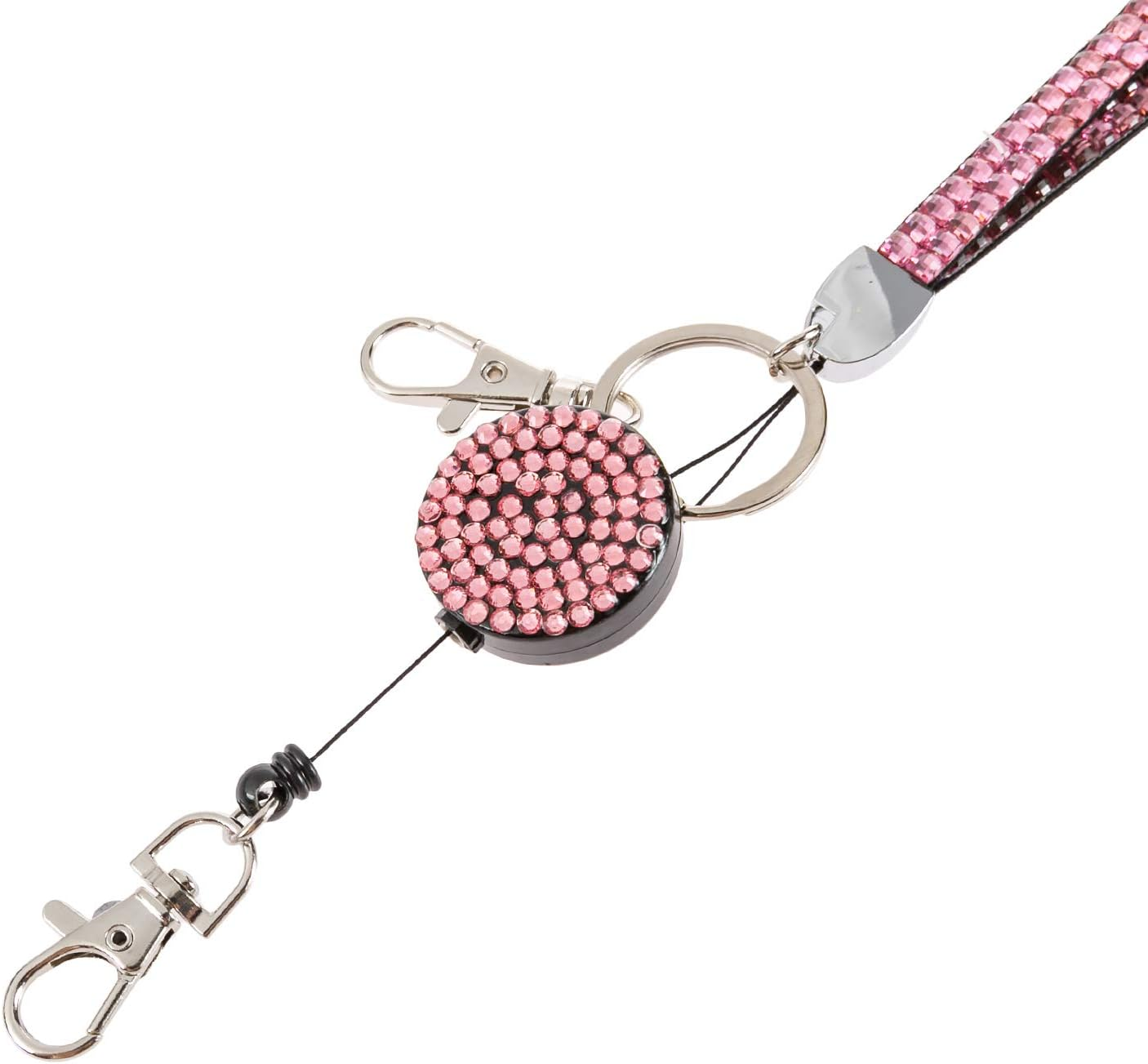 Hot 3PCS Pack 32" All around Bling Crystal Leather Neck Strap Lanyard W/Retractable Badge Reel for ID Badge Keys Holder Cute Rhinestone Gift Id/Name Badge Holder(3X)