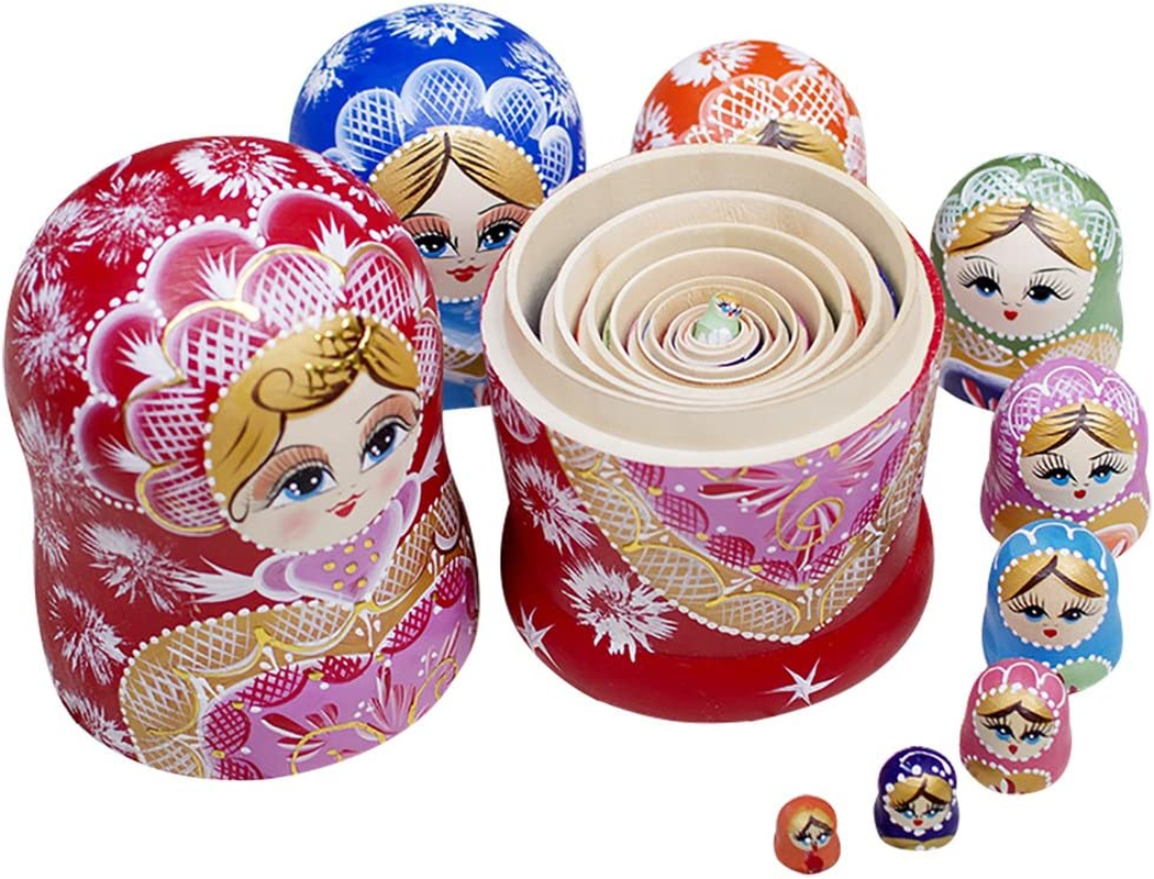 10Pcs Russian Nesting Dolls Matryoshka Handmade1051 image number 5