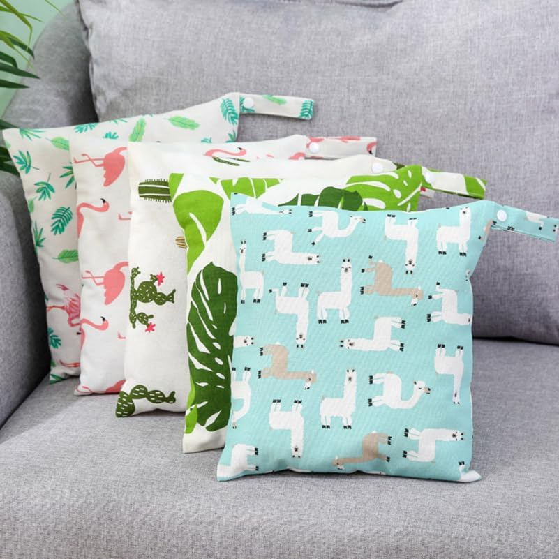 Totority Reusable Wet Dry Diaper Storage Bags 2Pcs Waterproof Linen Hanging Organizer for Baby Nursery, Travel, Clothes, and Diapers image number 6