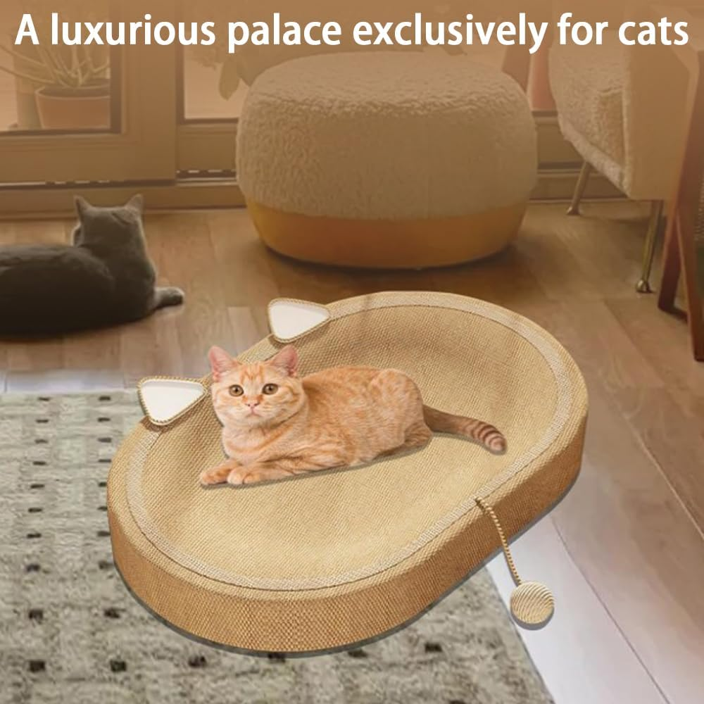 Extra Large Cat Scratching Pad with Sisal, Durable Breathable 2 Ears Multi-Functional Cat Scratch Board Cat Bed for Cats Beach Home Indoors Outdoors image number 6